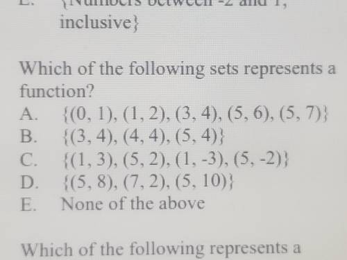 Which of the following sets a represents a function