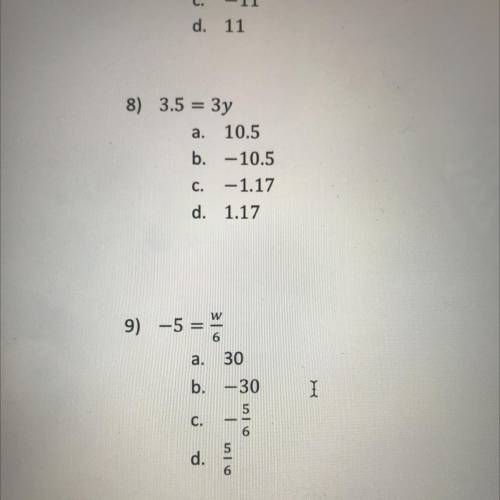 What is the answer for 8 and 9 please show steps