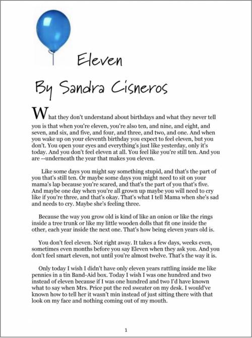 Eleven by Sandra Cisneros

Give an example of figurative language from the text.
Give an example