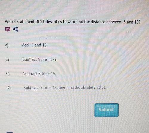 Which statement best describes how to find the distance between-5 and 15