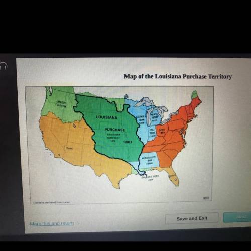 Map of the Louisiana Purchase territory. According to this map who had control of Texas after the L