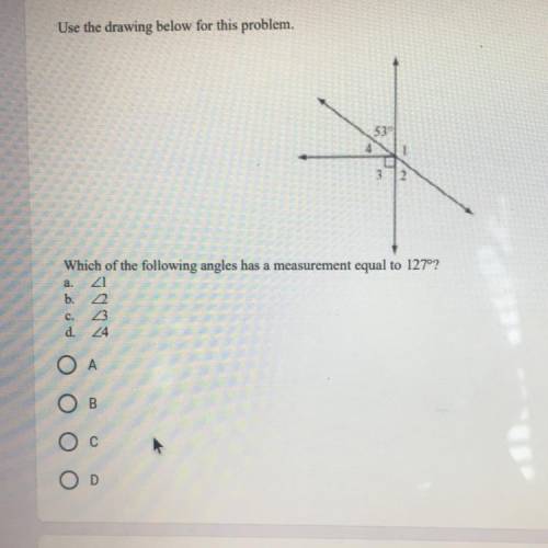 Use the drawing below for this problem.

53°
32
Which of the following angles has a measurement eq