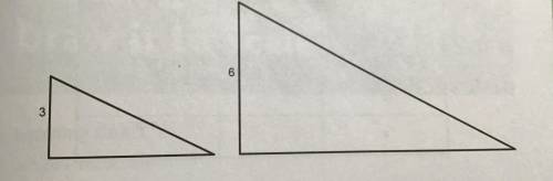 These two triangles are scaled copies of one another. The area of the smaller triangle is 9 square