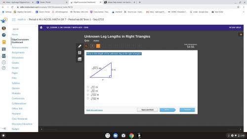 What is the length of the unknown leg in the right triangle?