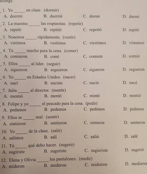 Can can someone help me on this preterite tense worksheet?