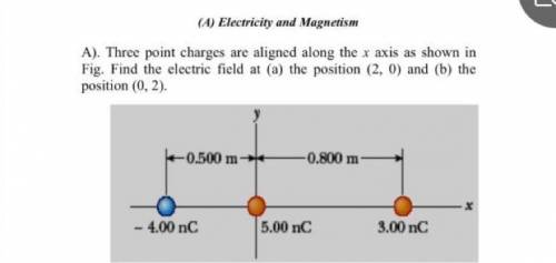 (A) Electricity and Magnetism

A). Three point charges are aligned along the x axis as shown in
Fi