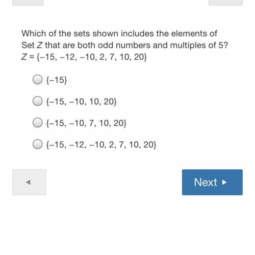 Which of the sets shown includes the elements of Set Z that are both odd numbers and multiples of 5
