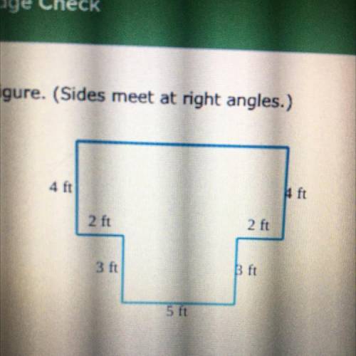 Find the area of this figure. Sides meet at right angles