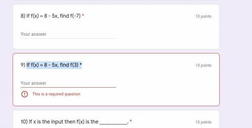 If f(x) = 8 - 5x, find f(3) *