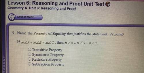 PLEASE HELP I’VE BEEN STUCK ON THIS TEST AND QUESTIONS FOR DAYS!!!

5. Name the Property of Equali