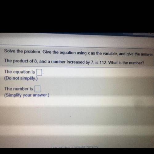 Solve the problem. Give the equation using x as the variable, and give the answer.

The product of