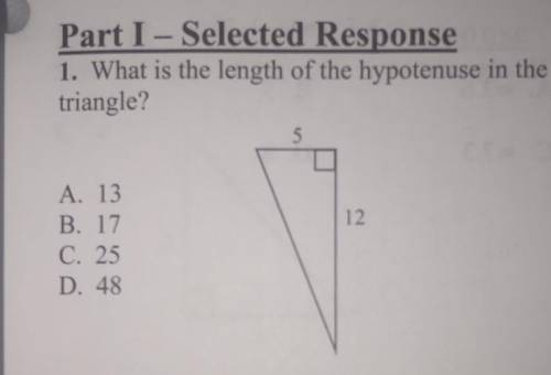What is the lenght of the hypothesis in the triangle?