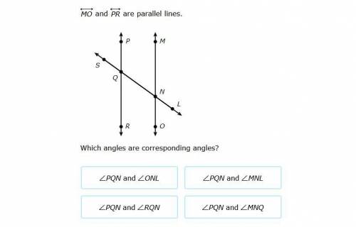 Which angles are coreesponding angles?