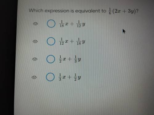 Which expression is equivalent to 1/6 (2+3)?
