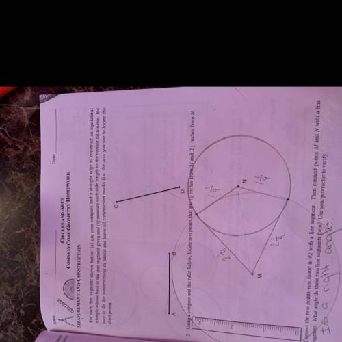1. For each line segment shown below: (a) use your compass and a straight edge to construct an equi