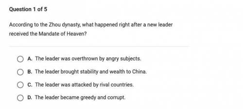According to the Zhou dynasty, what happened right after a new leader received the Mandate of Heave