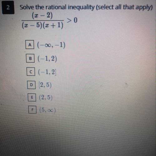 Solve rational inequality (select all that apply)