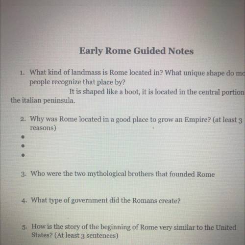 Why was Rome located in a good place to grow in Empire? (3 reasons)