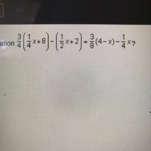 Help help idk this
What is the value of x in the equation
8 (4x+)-(*x+2) - 864-x) =**?