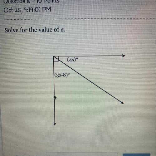Solve for the value of S.
S=
HELP 20 POINTS PLS!:)