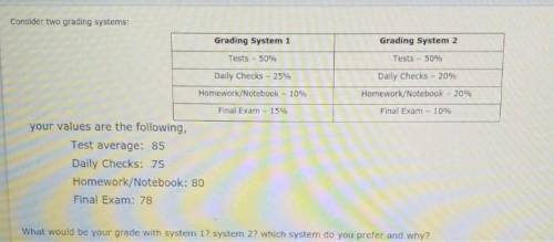 What would be your grade system 1? system 2?