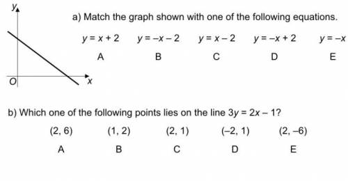 Match the graph with one of the following equations/Which coordinates land on the line 3y=2x-1?