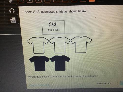 T-shirts R Us advertises shirts as shown belown.

Which quantities in the advertisement represent