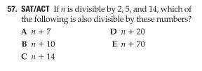 If n is divisible by 2, 5 and 14, which of the following is also divisible by these numbers?