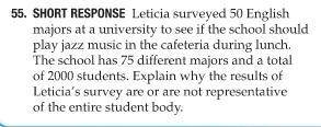 Short Respond: Leticia surveyed 50 English majors at a university to see if the school should play