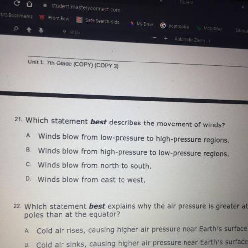 Which statement best describes the movement of winds?