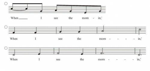Which one of these rhythms uses syncopation?
(View attachment)