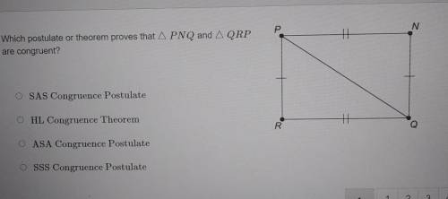 Which postulate or theorem proves that PNQ and QRP are congruent