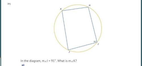 In the diagram, m∠I = 91°. What is m∠K?
A) 69° 
B) 89° 
C) 91° 
D) 99°