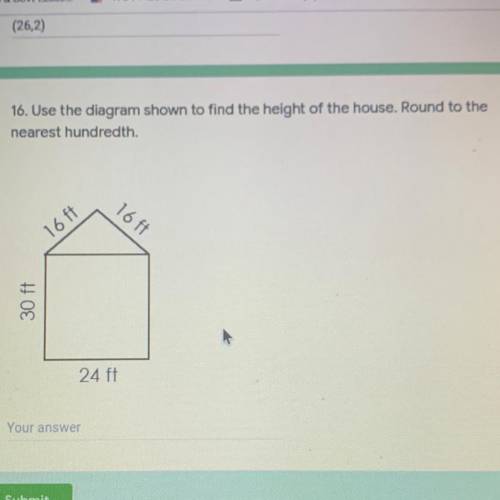 Use the diagram shown to find the height of the house. Round to the
nearest hundredth.