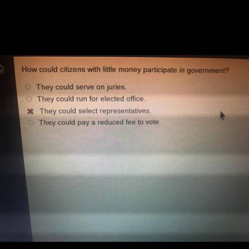 (ASAP PLEASE IM IN THE MIDDLE OF A TEST)

How could citizens with little money participate in gove