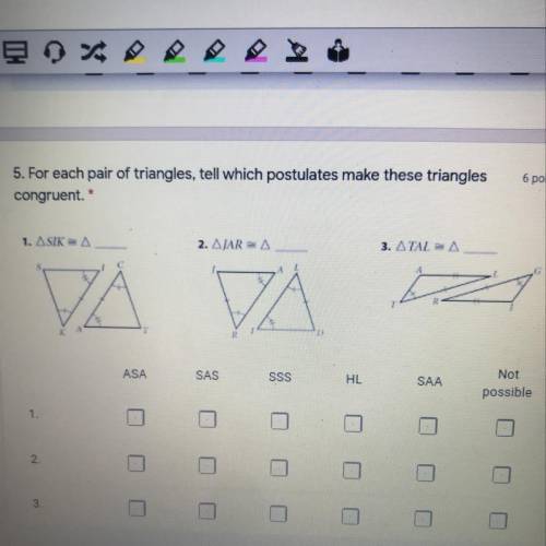 Which postulates make these triangles congruent