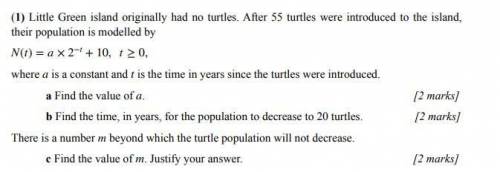 (Please show work) Little Green island originally had no turtles. After 55 turtles were introduced