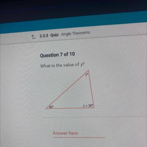 Question 7 of 10
What is the value of y?