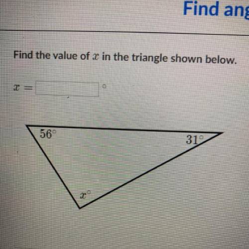 Find the value of x in the triangle shown below
X= ??