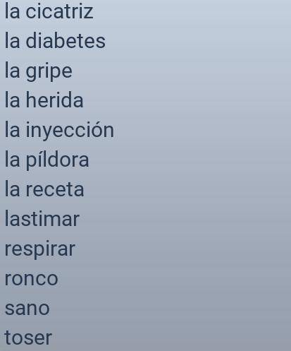 N 4-5 Spanish sentences, explain your situation or medical problem to the doctor.