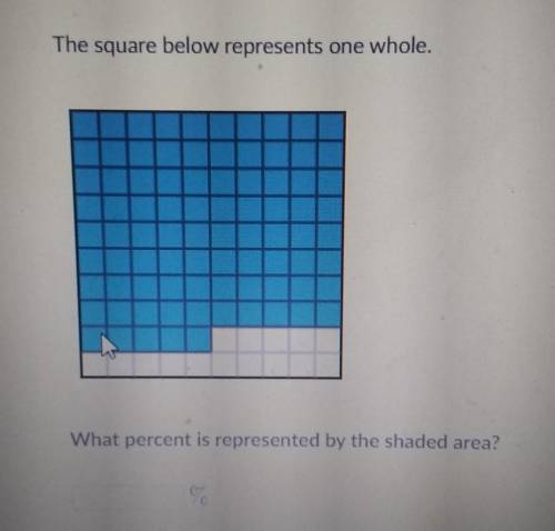 ... The square below represents one whole. What percent is represented by the shaded area?