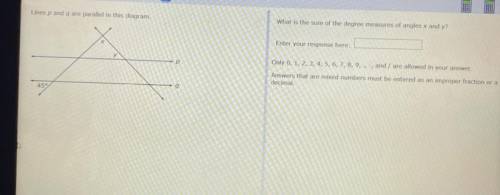What is the sum of the degree measures of angles x and y