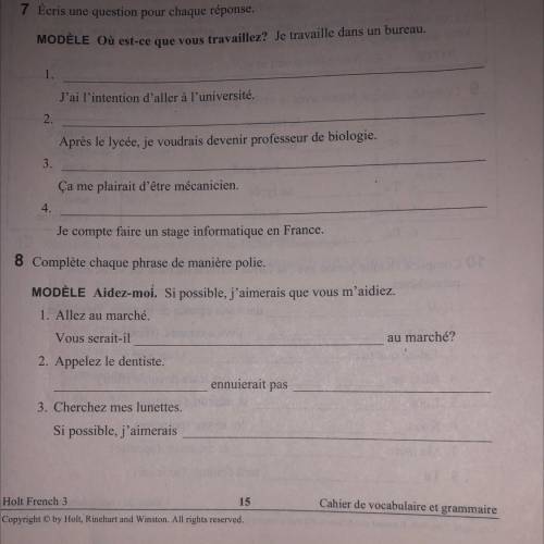 What's the answers for section 8 :( bien dit 3 has no answers on slader