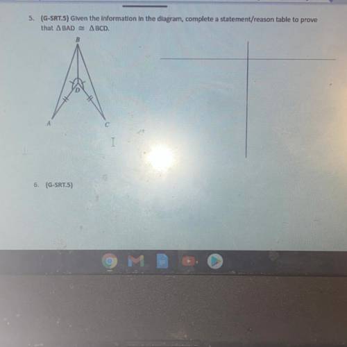 HELP!! Given the information in the diagram complete a statement/reason table to prove that angle B