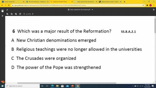 Answer number 6 (about the reformation)