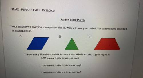 Help!!! please! ANSWER BEFORE NOVEMBER!

1. How many blue rhombus blocks does it take to build a s
