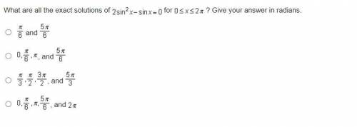 What are all the exact solutions of (pic below) Give your answer in radians.