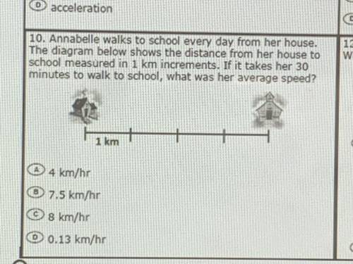 10. Annabelle walks to school every day from her house.

The diagram below shows the distance from