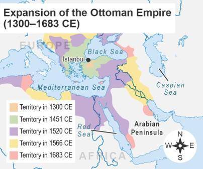 Which statements best describe the growth of the Ottoman Empire? Choose two correct answers.

It b