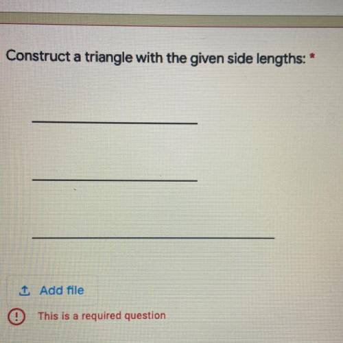 Construct a triangle with the given side length 
Please help me this is due today..